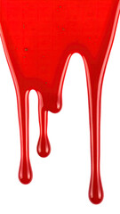 Dripping vivid red liquid paint on black