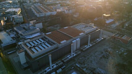 data center computing center, hyperscaler computer servers, cloud services and it services Building exterior. Fantastic aerial view flight drone camera pointing down - Powered by Adobe