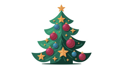 Festive Christmas Tree Decoration: A vibrant and colorful Christmas tree, adorned with ornaments and stars, radiating warmth and cheer, perfect for holiday season.