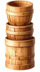 Stack of three handmade wooden buckets