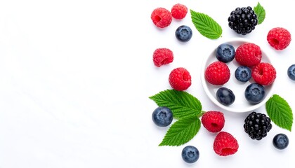 Fresh Berries on White Background - A Healthy and Delicious Treat.