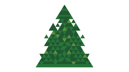 Evergreen in Geometric Form: A stylized evergreen tree with geometric triangle shapes in various shades of green, evokes a sense of modern simplicity and natural charm. 