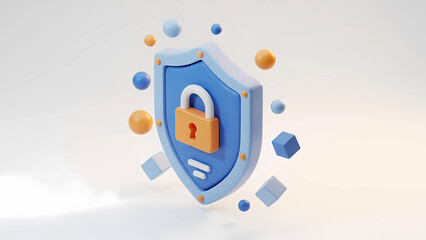 Safeguard your online presence with this visually appealing 3D shield and lock. Ideal for conveying trust, security, and digital protection in a modern, engaging way.