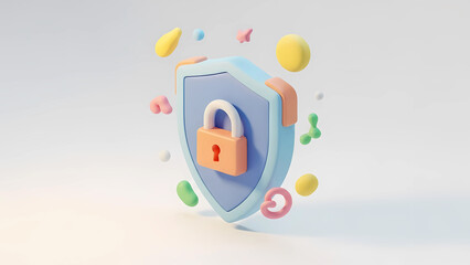 Keep your digital world safe with a vibrant shield and lock, symbolizing robust data and online security. Perfect for tech, finance, and modern business applications.