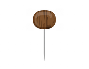 Round wooden head push pin with silver needle isolated on a transparent background pushpin