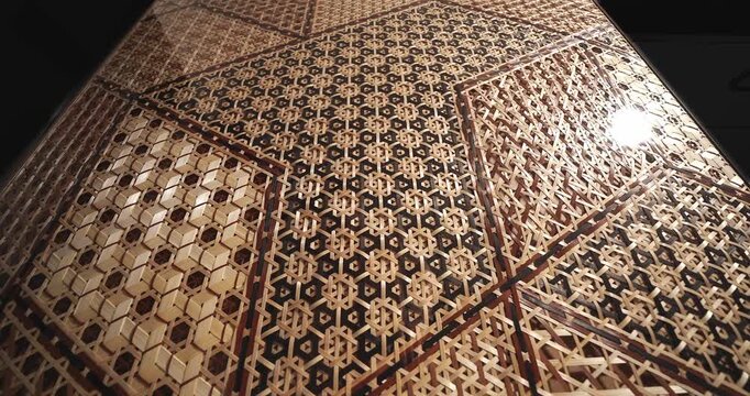 Traditional Bamboo Weaving Craft with Geometric Lattice Patterns