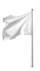 White flag waving on pole, dark background