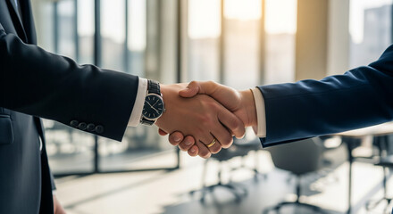 Business people shaking hands at a meeting in the office