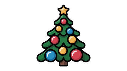 Christmas Tree Illustration: A festive illustration of a Christmas tree adorned with colorful ornaments and a star, capturing the holiday spirit and joy. 