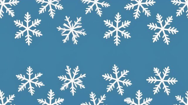 Festive winter background with delicate white snowflake pattern on powder blue backdrop for seasonal holiday designs