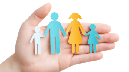 Family Paper Cutout in Hand: Love, Protection, and Support