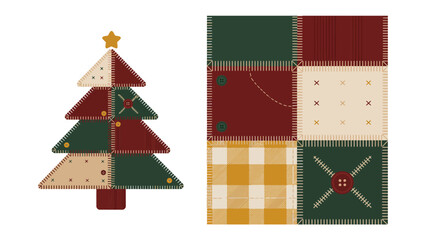Festive Fabric Christmas Tree and Block: Celebrate the warmth of the season with this charming, handcrafted Christmas tree and corresponding fabric block.