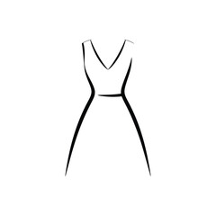 Minimalist line art drawing of a simple v neck dress