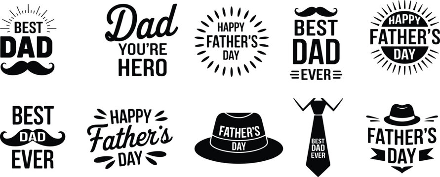 Father's Day black and white graphic collection fathers day - Powered by Adobe