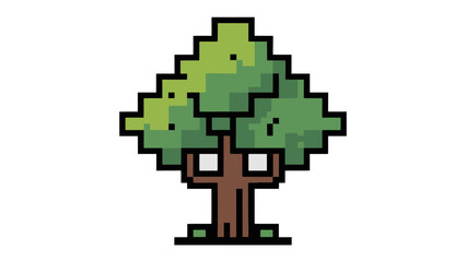 Pixelated Tree: A pixelated representation of a leafy tree, perfect for digital art, games, or nature-themed designs.