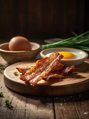 grilled bacon and fried eggs breakfast