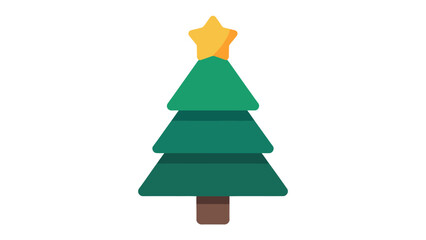 Festive Fir: A meticulously designed illustration features a vibrant green fir tree, topped with a bright golden star.