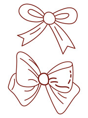 Hand Drawn Ribbon Bow Line Art.