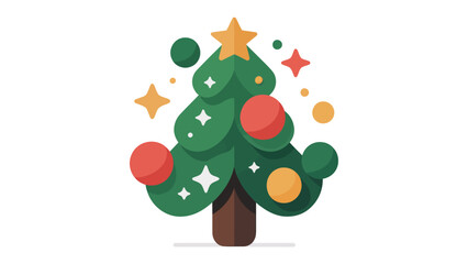 Festive Pine: A whimsical Christmas tree, adorned with vibrant ornaments and a shining star, stands as a cheerful symbol of holiday joy and merriment.