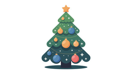 Festive Elegance: A meticulously designed Christmas tree, adorned with shimmering ornaments and topped with a radiant star, embodies the spirit of the holiday season. 