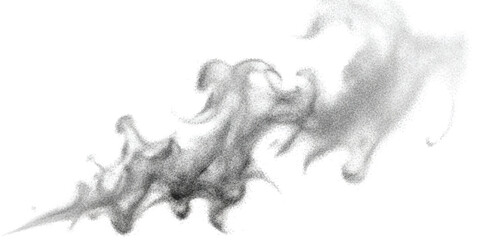 Dynamic abstract grey dust or smoke cloud on isolated white background