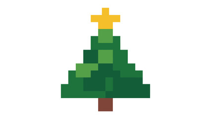 Fototapeta premium Pixel Christmas Tree: A festive digital illustration of a Christmas tree, radiating holiday cheer and pixelated charm. Perfect for holiday-themed designs and digital projects.