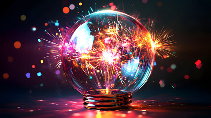 Sparkling bright idea: Celebrate innovative concepts and fresh perspectives with this dynamic burst of light and energy for a modern professional feel