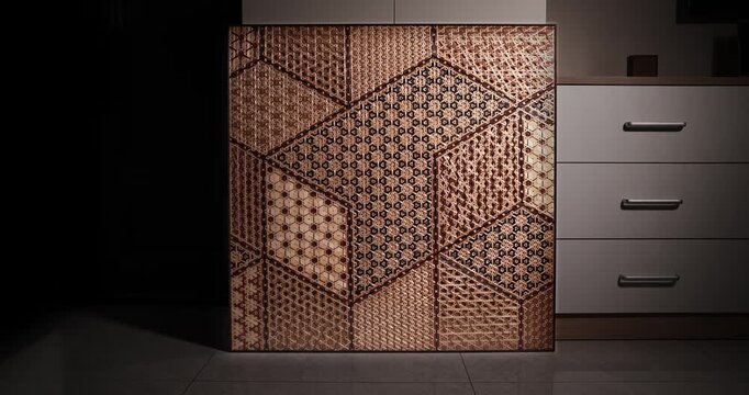 Traditional Bamboo Weaving Panel with Geometric Patterns