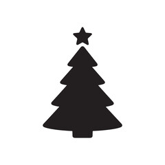 Christmas Tree with Star Silhouette Icon