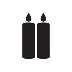  Two Burning Candles Icon – Minimal Black Silhouette