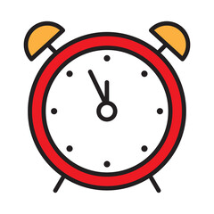 Alarm clock colorful icon showing five minutes to midnight – New Year countdown, editable stroke vector illustration