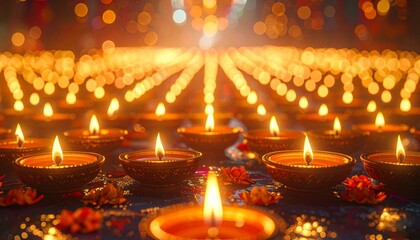 Burning candles glow in the dark church, casting a warm light and flame for Christmas celebration