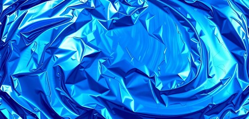 Abstract swirling blue foil texture, shimmering metallic surface,  pattern,  chrome