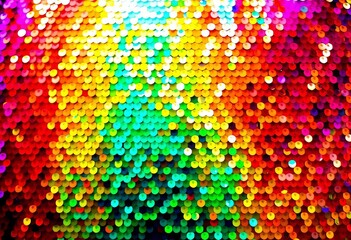 Abstract vibrant rainbow sequin backdrop, shimmering colorful texture,  celebration,  colorful background