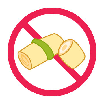 No traditional cake sign, no kue semar mendem sign, kue semar mendem not allowed, red prohibition circle, vector illustration