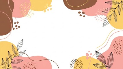 Modern abstract background with organic shapes and leaf design element