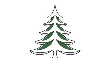 Evergreen Symbol of Seasons: A simplified, yet elegant illustration of a classic evergreen tree stands as a symbol of the holiday season, inviting warmth and cheer.