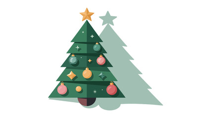 Festive Elegance: A minimalist Christmas tree illustration. A simple yet elegant Christmas tree illustration adorned with ornaments and a star, capturing the essence of the festive season.