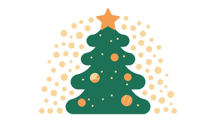 Festive Christmas Tree: A vibrant and cheerful Christmas tree, adorned with golden ornaments and topped with a shining star, radiates joy and holiday spirit.
