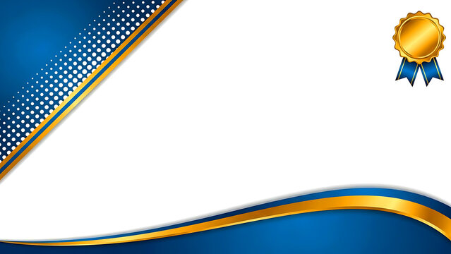 A stylish certificate background combining a blue dotted pattern, gold accents, and smooth blue-gold wave curves. Ideal for diplomas, award certificates, recognition documents, and corporate achieveme