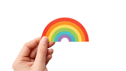 Rainbow Paper Cutout - Hand Holding Symbol of Hope, Diversity, and Inclusion