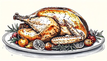 Festive Thanksgiving Turkey Feast - A Culinary Masterpiece.