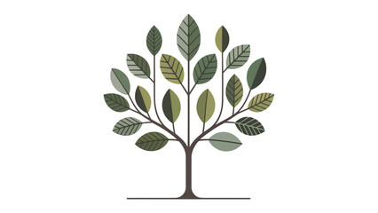 Eco-Tree Harmony: A stylized representation of a tree, its branches adorned with a collection of intricately designed leaves, evoking a sense of growth, sustainability, and harmony.