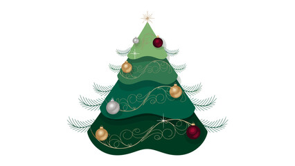 Festive Holiday Tree Illustration: A meticulously crafted illustration presents a vibrant christmas tree adorned with colorful ornaments and intricate detailing.