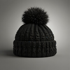 Black wool hat on white background