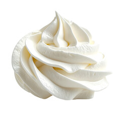 Swirl of creamy white dessert topping on a dark background
