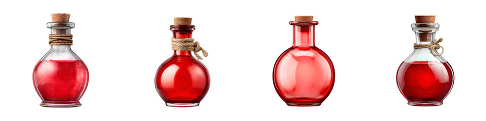 Collection of Red Potion Bottles: Magic, Alchemy, and Fantasy