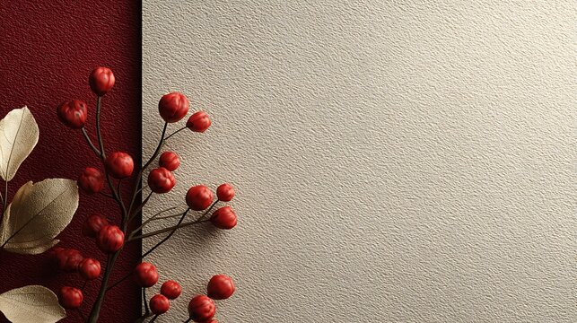 Premium holiday background with soft red accent on top-left and champagne-gold lower glow, huge blank central space perfect for corporate dashboards, presentations, UI headers, and marketing layouts