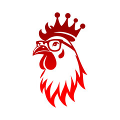 Regal Rooster with Crown and Glasses
