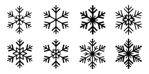 snowflakes silhouette vector bundle, snowflakes icon, snowflake clipart vector